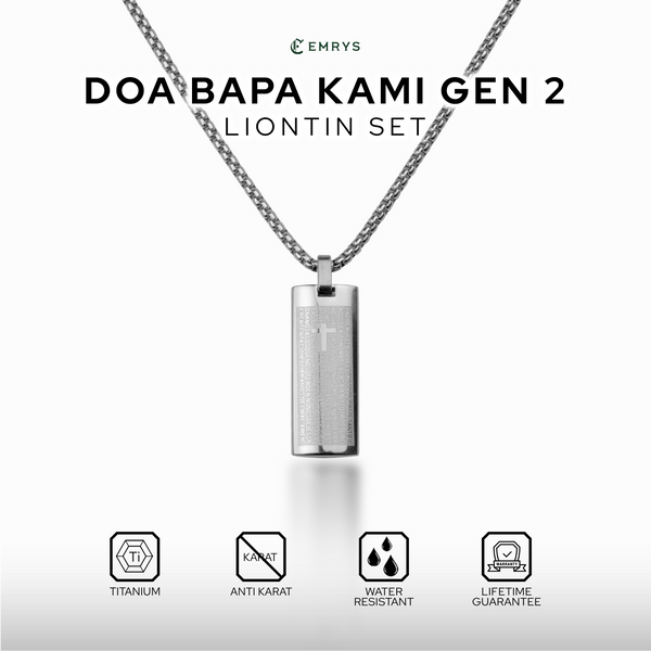 Emrys Liontin Set DOA BAPA KAMI GEN II Kalung Liontin Titanium Anti Karat Pria Wanita