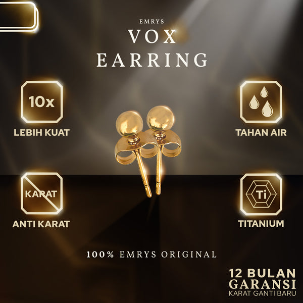 Emrys VOX  EARING 1 Pasang  Anting Tindik TITANIUM Anti Karat Pria dan Wanita