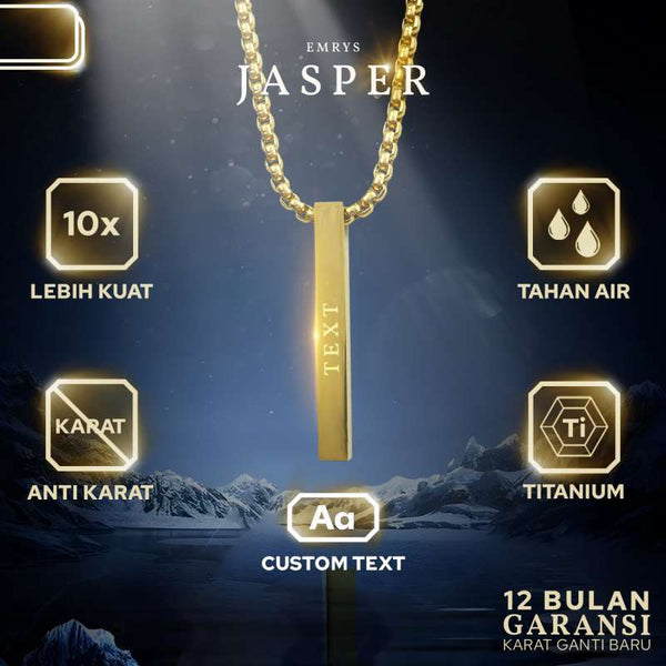Emrys Liontin Set JASPER Real Titanium Anti Karat Kalung Titanium Pria Wanita