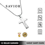 Emrys Liontin Set SAVIOR Titanium Anti Karat Kalung Liontin Salib Titanium Pria Wanita