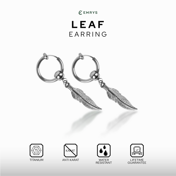 Emrys LEAF ANTING Jepit Titanium Anti Karat Pria dan Wanita