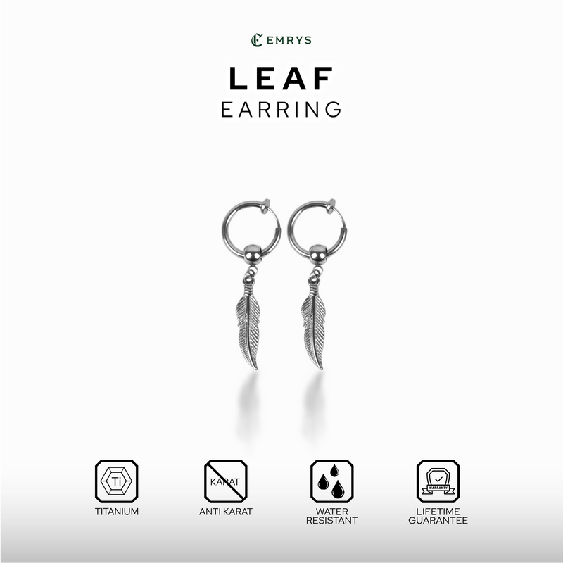 Emrys LEAF ANTING Jepit Titanium Anti Karat Pria dan Wanita