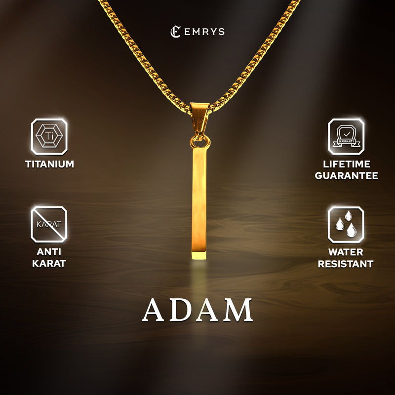 Emrys Liontin Set ADAM Real Titanium Anti Karat Kalung Titanium Pria Wanita
