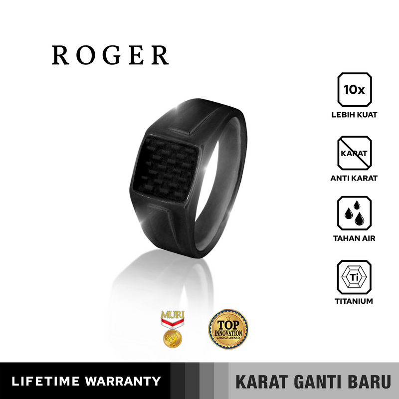 Emrys Premium Ring ROGER Real Titanium Anti Karat Cincin Titanium Pria Wanita