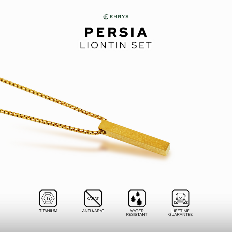 Emrys Liontin Set PERSIA Real Titanium Anti Karat Kalung Titanium Pria Wanita