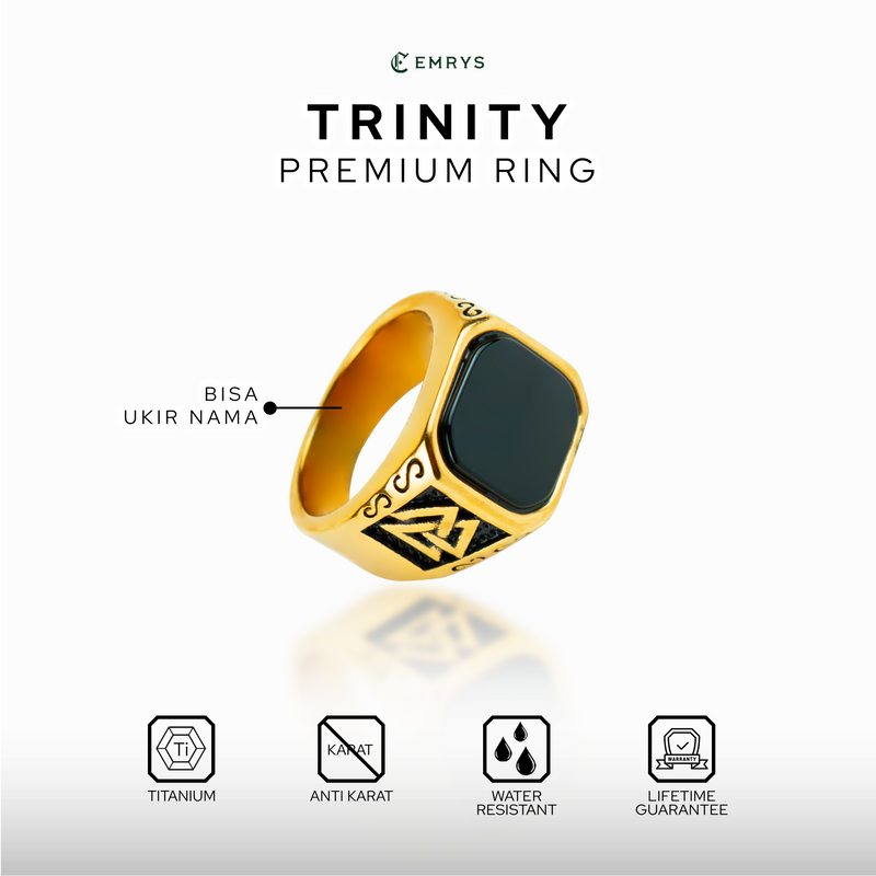 Emrys TRINITY Premium Ring Cincin Titanium Pria Wanita Anti Karat Tahan Air