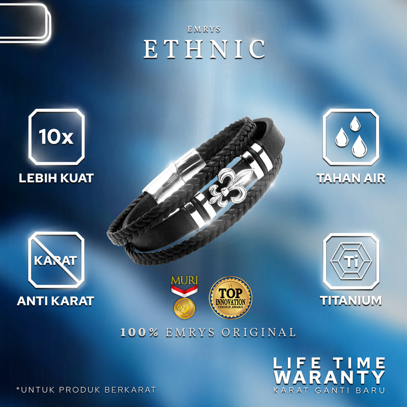 Emrys ETHNIC Bracelet Real Leather Gelang Kulit Pria Wanita
