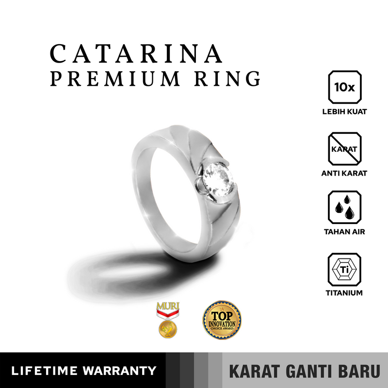 Emrys Premium Ring CATARINA Real Titanium Anti Karat Cincin Titanium Pria Wanita