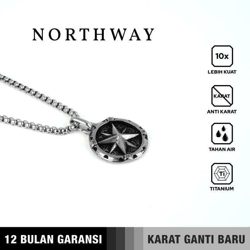 Emrys Liontin Set NORTHWAY Kalung Liontin Titanium Anti Karat Pria Wanita