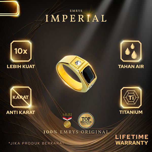Emrys Premium Ring IMPERIAL Real Titanium Anti Karat Cincin Titanium Pria Wanita