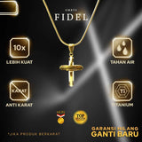 Emrys Liontin Set FIDEL Titanium Anti Karat Kalung Liontin Salib Titanium Pria Wanita