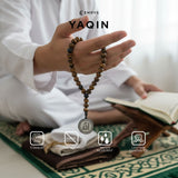 Emrys Premium YAQIN Prayer Beads Real Stone Tasbih Batu 33 Butir + LAFADZ ALLAH BULAT