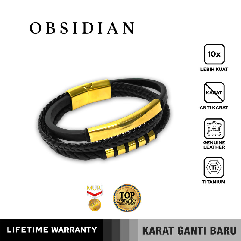Emrys OBSIDIAN Bracelet Real Leather Gelang Kulit Pria dan Wanita