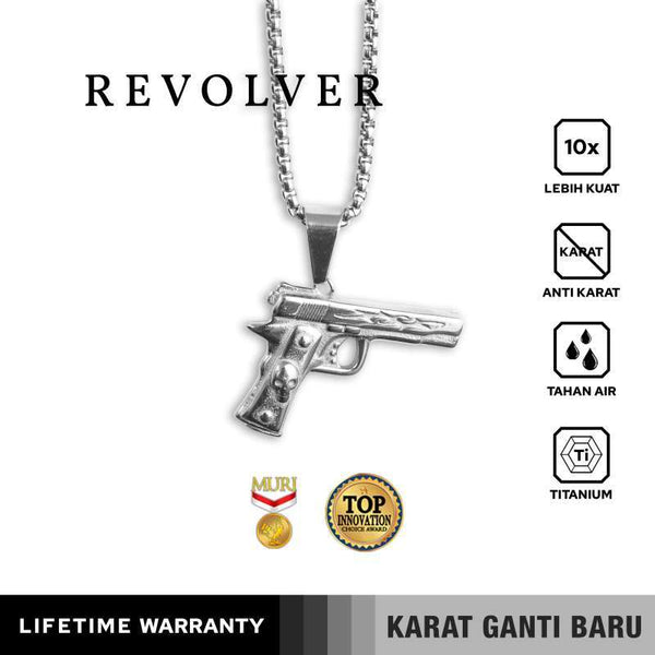 Emrys Liontin Set REVOLVER Kalung Liontin Titanium Anti Karat Pria Wanita