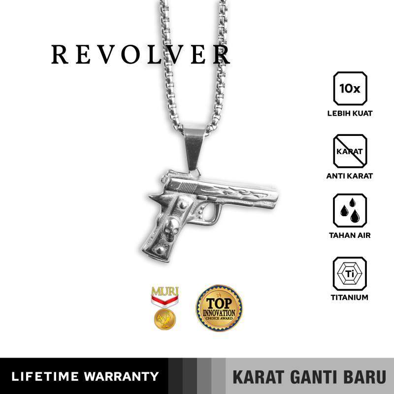 Emrys Liontin Set REVOLVER Kalung Liontin Titanium Anti Karat Pria Wanita