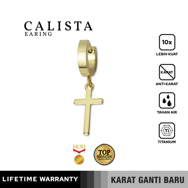 Emrys CALISTA Salib Anting Tindik TITANIUM Anti Karat Pria dan Wanita