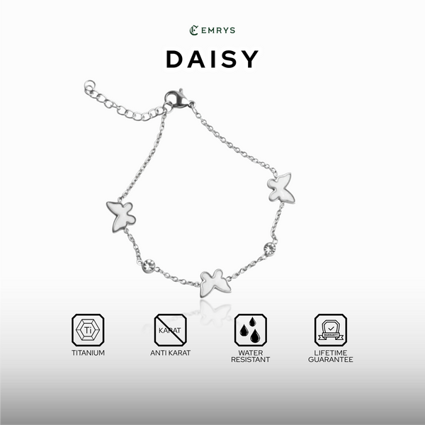 Emrys Bracelet DAISY Gelang Rantai Serut Real Titanium Anti Karat  Wanita
