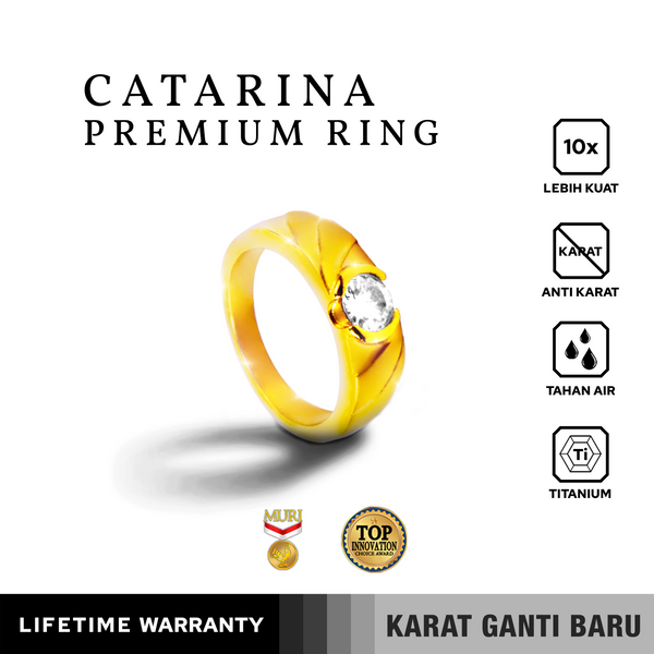 Emrys Premium Ring CATARINA Real Titanium Anti Karat Cincin Titanium Pria Wanita