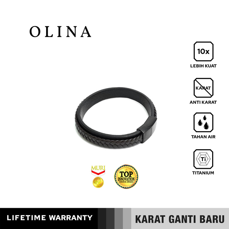 Emrys OLINA Bracelet Real Leather Gelang Kulit Pria Wanita
