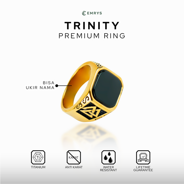 Emrys TRINITY Premium Ring Cincin Titanium Pria Wanita Anti Karat Tahan Air