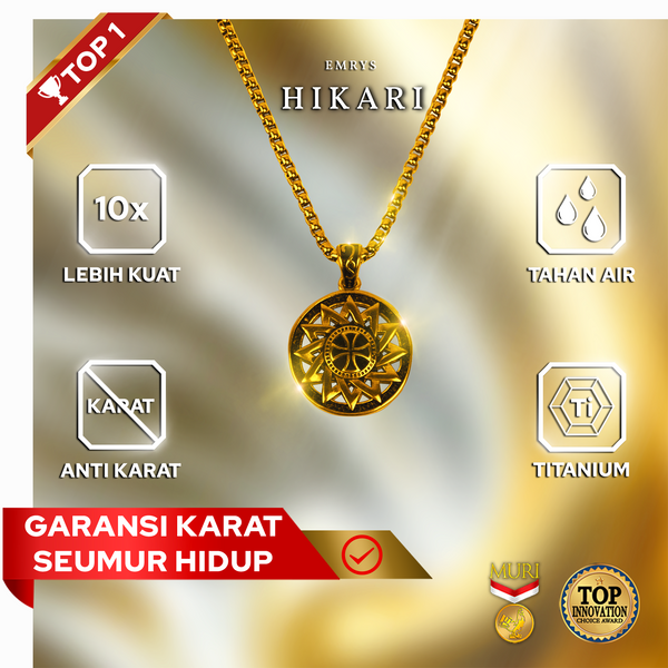 Emrys Liontin Set HIKARI Real Titanium Anti Karat Kalung Titanium Pria Wanita