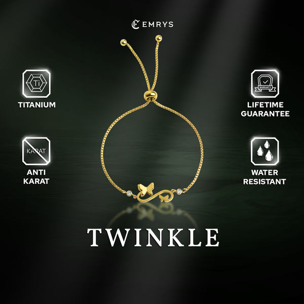 Emrys Premium Bracelet TWINKLE Real Titanium Gelang Serut Anti Karat Pria dan Wanita