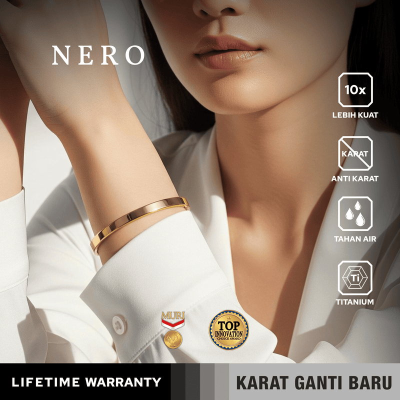 Emrys Premium NERO BRACELET Real Titanium GELANG Anti Karat Pria Wanita
