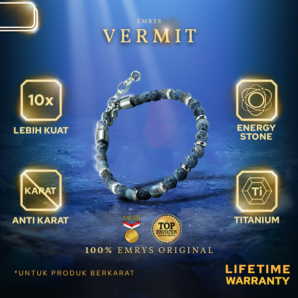 Emrys VERMIT Stone Bracelet Gelang Batu Anti-rust Pria Wanita