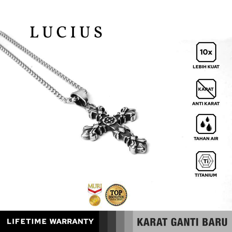 Emrys Liontin Set LUCIUS Real Titanium Anti Karat Kalung Titanium Pria Wanita