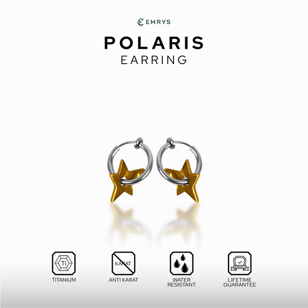 Emrys POLARIS ANTING Jepit Titanium Anti Karat Pria dan Wanita