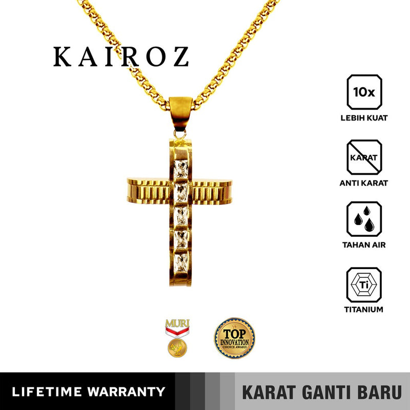 Emrys Liontin Set KAIROZ Titanium Anti Karat Kalung Liontin Salib Titanium Pria Wanita