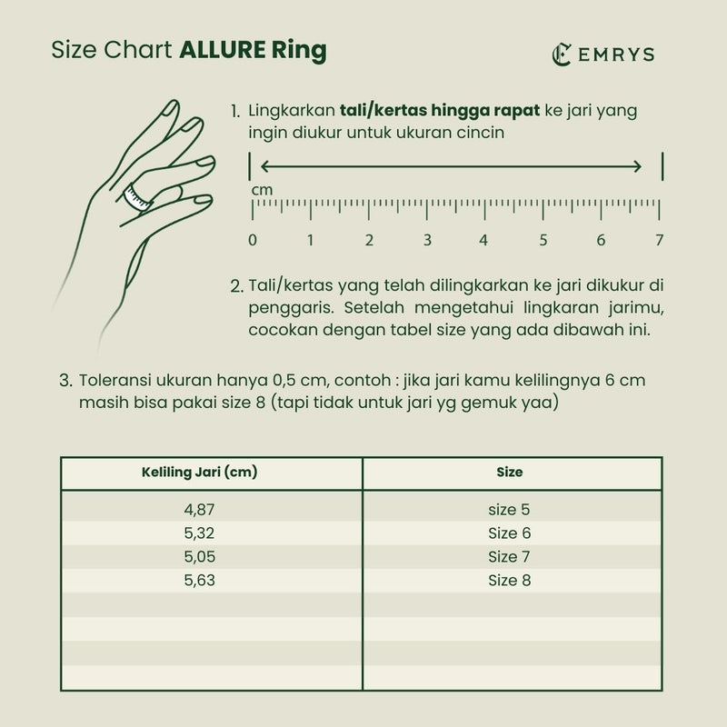 Emrys Ring ALLURE Anti Karat Cincin Titanium Wanita