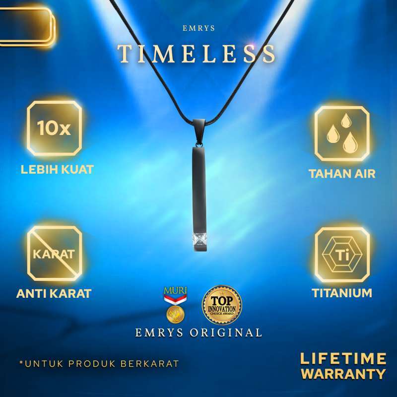 Emrys Liontin Set TIMELESS Real Titanium Anti Karat Kalung Titanium Pria Wanita