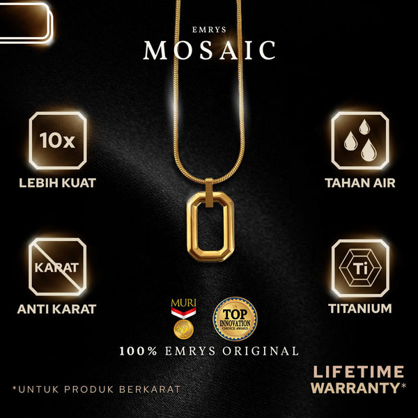 Emrys Liontin Set MOSAIC Kalung Liontin Titanium Anti Karat Pria Wanita