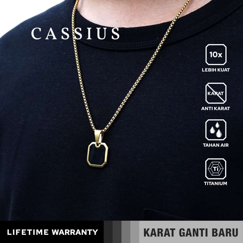 Emrys Liontin Set CASSIUS Kalung Liontin Titanium Anti Karat Pria Wanita