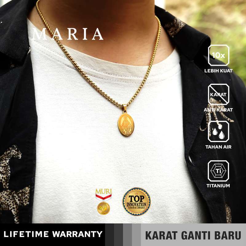 Emrys Liontin set MARIA Necklace Titanium Anti Karat Pria Wanita