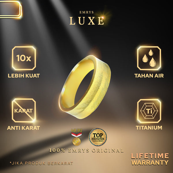 Emrys Premium Ring LUXE  Real Titanium Anti Karat Cincin Pria Wanita