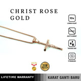 Emrys Liontin Set CHRIST ROSE GOLD Titanium Anti Karat Kalung Liontin Salib Titanium Pria Wanita