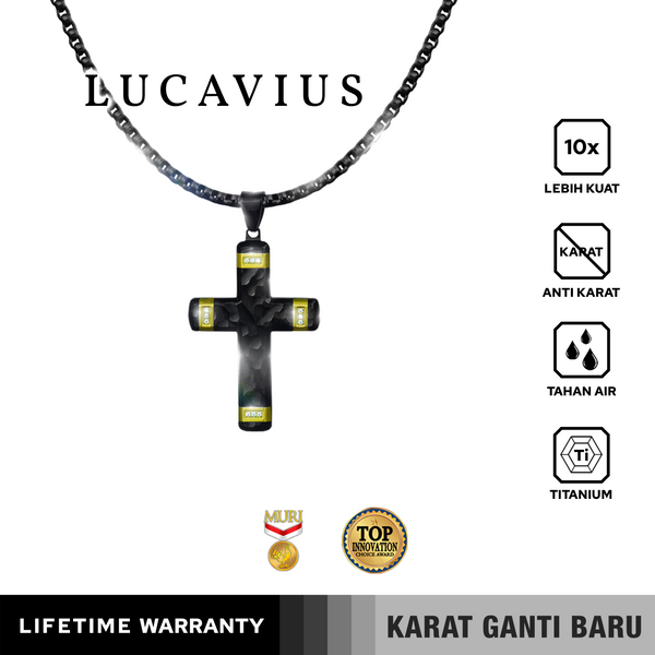 Emrys Liontin Set LUCAVIUS Titanium Anti Karat Kalung Liontin Salib Titanium Pria Wanita