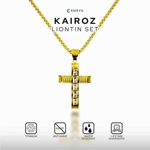 Emrys Liontin Set KAIROZ Titanium Anti Karat Kalung Liontin Salib Titanium Pria Wanita
