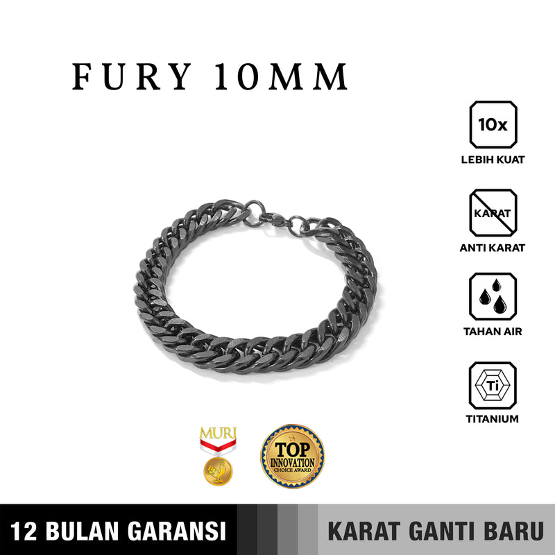 Emrys Premium Fury 10mm BRACELET Real Titanium GELANG Anti Karat Pria Wanita