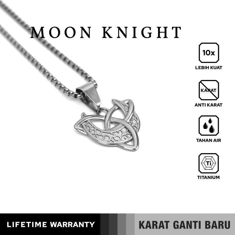 Emrys Liontin Set MOON KNIGHT Real Titanium Anti Karat Liontin Titanium Pria Wanita
