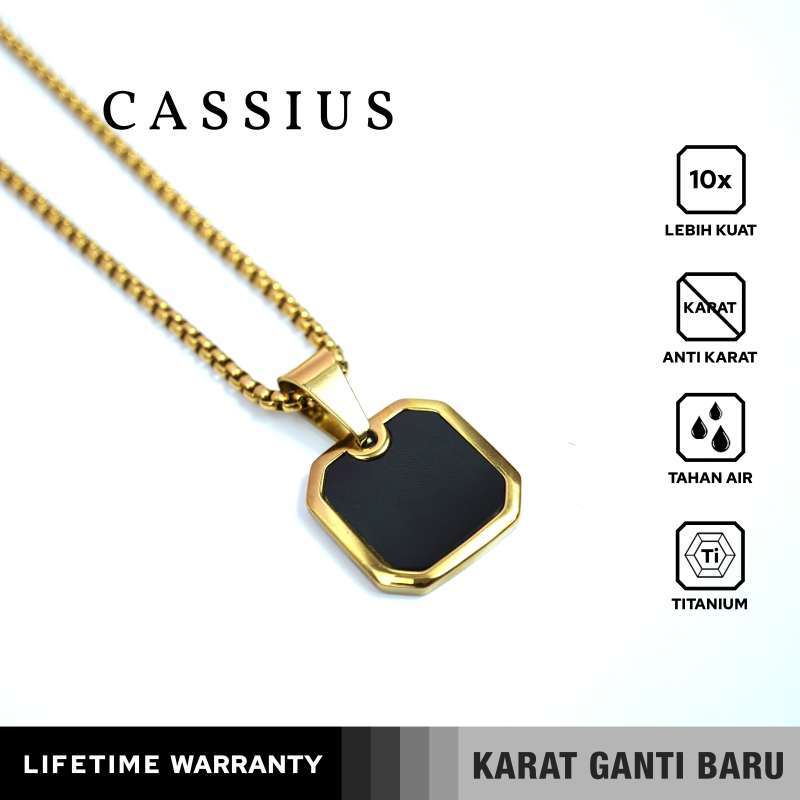 Emrys Liontin Set CASSIUS Kalung Liontin Titanium Anti Karat Pria Wanita