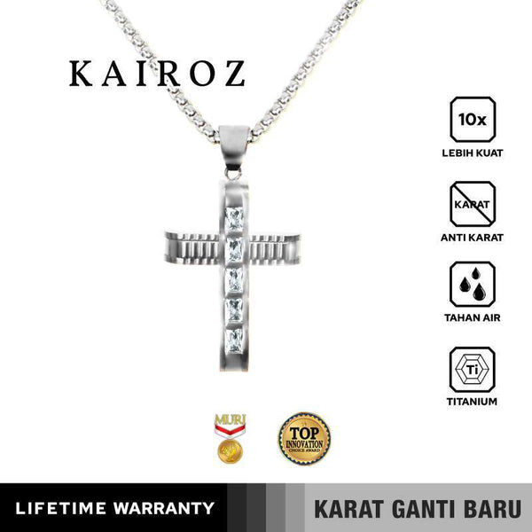 Emrys Liontin Set KAIROZ Titanium Anti Karat Kalung Liontin Salib Titanium Pria Wanita