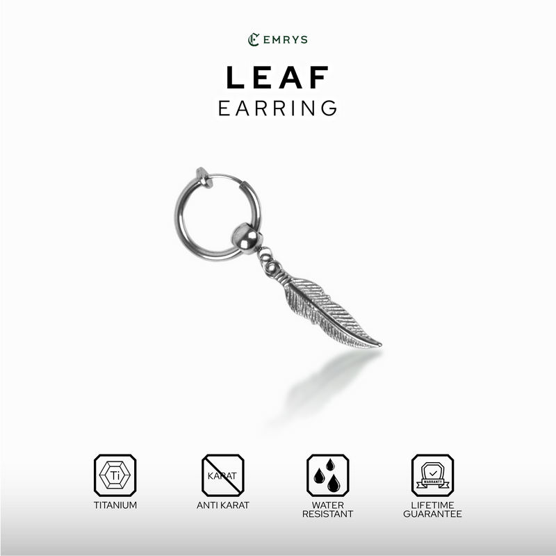 Emrys LEAF ANTING Jepit Titanium Anti Karat Pria dan Wanita