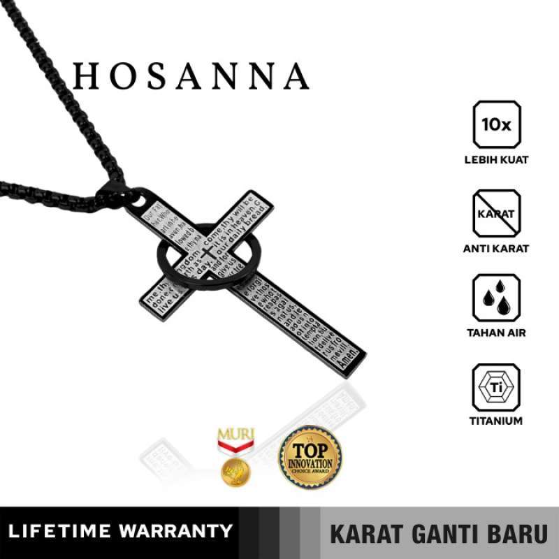 Emrys Liontin Set HOSANNA Titanium Anti Karat Kalung Liontin Salib Titanium Pria Wanita