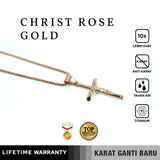 Emrys Liontin Set CHRIST ROSE GOLD Titanium Anti Karat Kalung Liontin Salib Titanium Pria Wanita