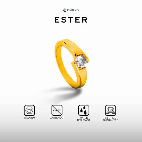 Emrys Premium Ring ESTER Real Titanium Anti Karat Cincin Titanium Pria Wanita