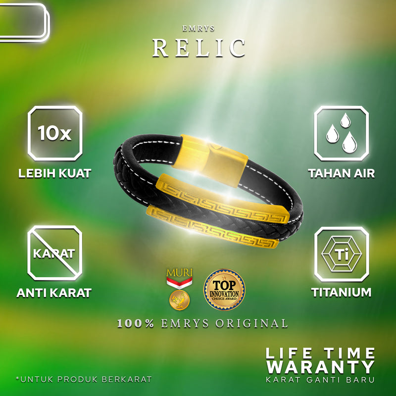 Emrys RELIC Bracelet Real Leather Gelang Kulit Pria Wanita