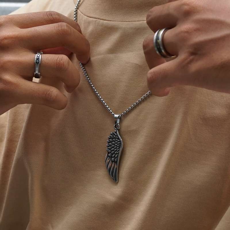 Emrys Liontin Set ZEPHYR Real Titanium Anti Karat Kalung Titanium Pria Wanita